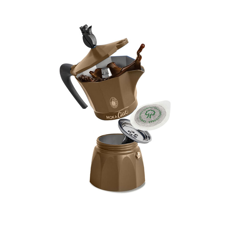 MokaCiao - caffettiera da 3 tazze con 15 cialde OMAGGIO - immagine 2