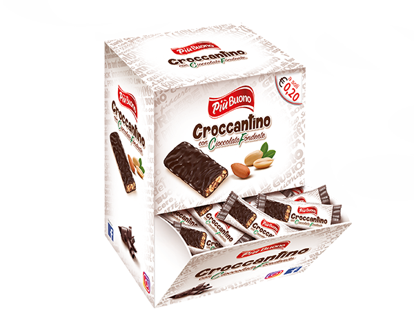 Espositore da 1000 gr PIU BUONO CROCCANTINI di CIOCCOLATO al LATTE