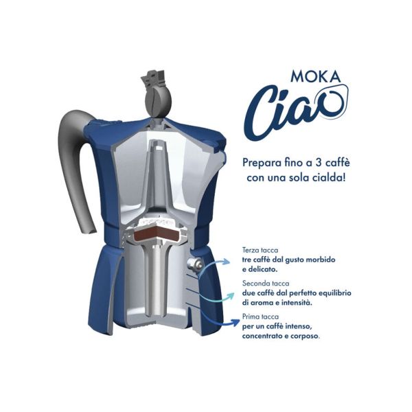 MokaCiao BICOLORE Speciale Festa della Mamma- caffettiera da 3 tazze con 15 cialde OMAGGIO - immagine 4