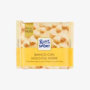 Tavoletta RITTER SPORT BIANCO CON NOCCIOLE INTERE da 100 gr