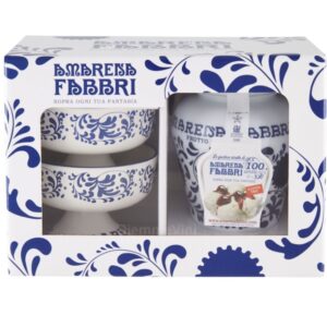 Confezione Vaso di Amarena da 600 gr + 2 Coppette Decorate Fabbri